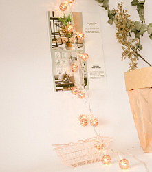 Гирлянда Шарики с перф. 3 м 20 ламп розовое золото от сети