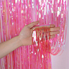 Занавес дождик 1 х 2 м,прозрачный с голографией, Розовый