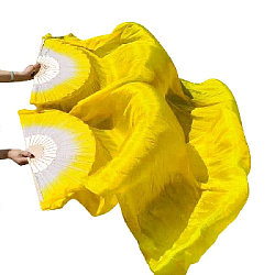 Веер-вейл для танцев 2 шт 57см х 1,5м №3, желтый